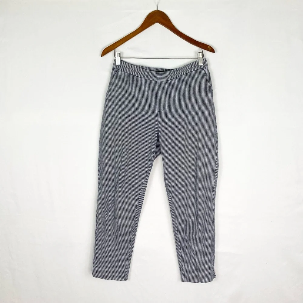 Banana Republic Hayden Stripe Pants Size 6 Tapered Linen Cotton Blend‎